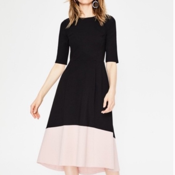 Boden Dresses & Skirts - Boden Elegant Black & Pink Colorblock Wren Ponte Midi Dress 6 EUC